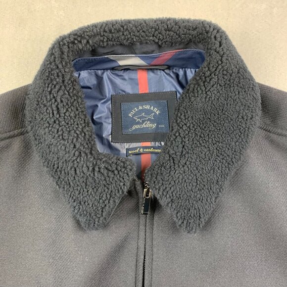 Paul & Shark Mens Winter Jacket 2XL Navy Blue Full Zip Wool and Cashmere Blouson - Picture 2 of 16